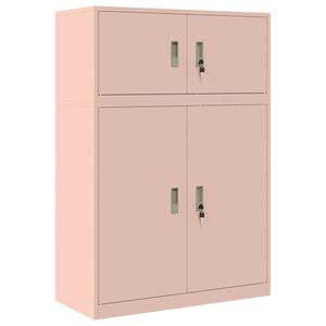 vidaXL Opbergkast 2 st Roze 90 x 40 x 130 cm Staal Vergrendelbaar