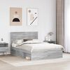 vidaXL Bedframe Grijs Sonoma 140 x 200 cm Massief grenenhout