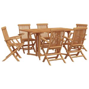 vidaXL Tuin eettafelset 7 st Bruin Massief Teakhout