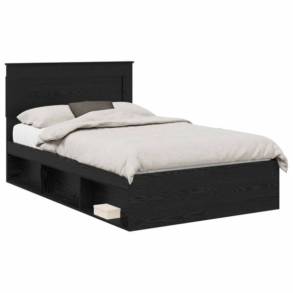 vidaXL Bedframe met hoofdeinde Zwart 120 x 190 cm Massief grenenhout