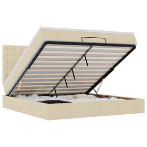 vidaXL Ottoman bed met matras 160x200cm stof cr&egrave;mekleurig