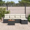 vidaXL Tuin Sofa Set met kussen met opslag 6 pcs Zwart Poly riet
