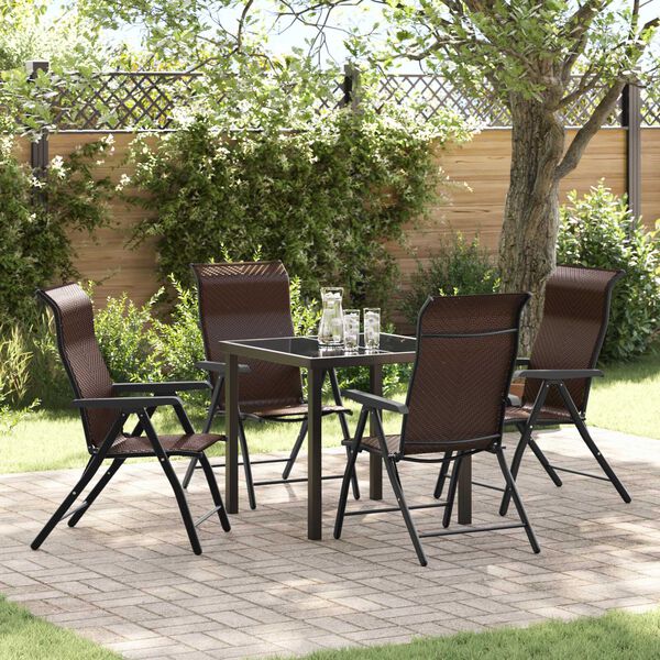 vidaXL Tuin Eetset 5 pcs Bruin Poly riet