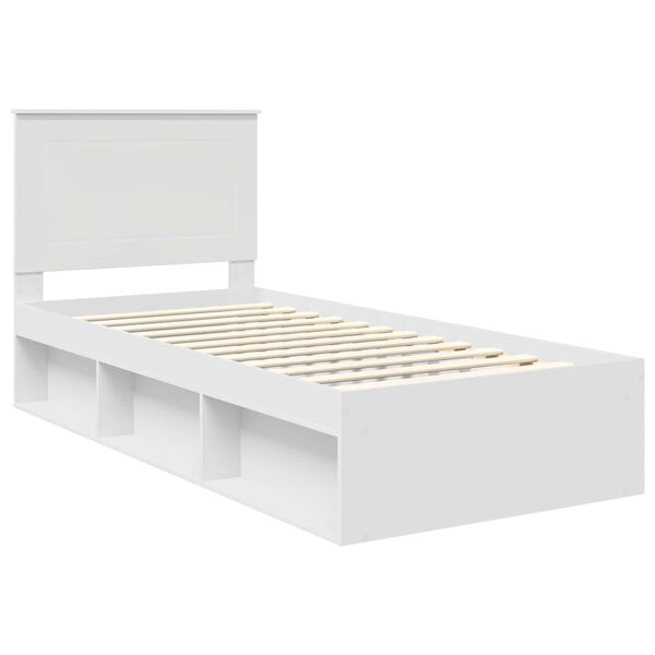 vidaXL Bedframe met hoofdeinde Wit 100 x 200 cm Massief grenenhout