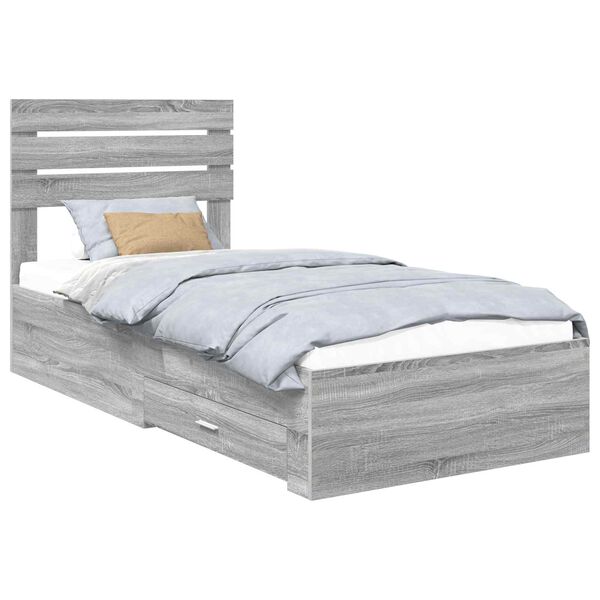 vidaXL Bedframe met lade met hoofdeinde met opslag Bewerkt hout