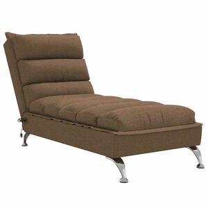 vidaXL Massage chaise longue met kussens stof bruin
