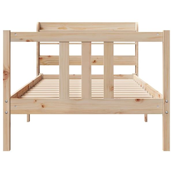 vidaXL Bedframe met hoofdbord massief grenenhout 75x190 cm