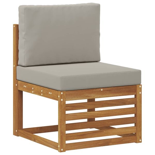 vidaXL Sofa-Sets 6 pcs Natuurlijk en Lichtgrijs Massief Acaciahout