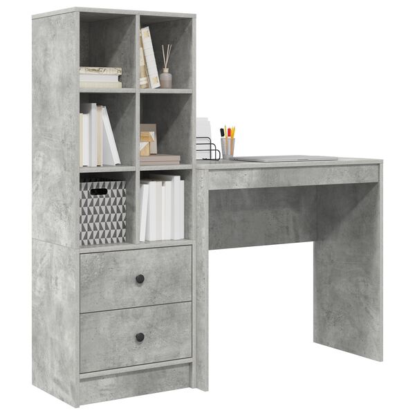 vidaXL Bureau met lade 2 pcs Beton Grijs