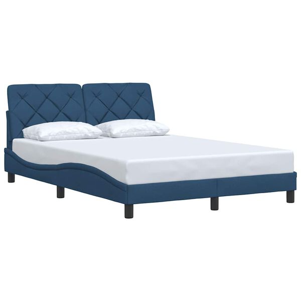 vidaXL Bedframe zonder matras stof blauw 140x190 cm
