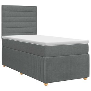 vidaXL Boxspringbed met matras met hoofdeinde Donkergrijs Enkel Stof