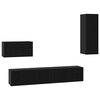 vidaXL Wand TV Kast 4 st Zwart Eiken Bewerkt hout