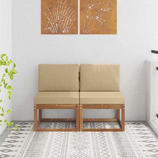 vidaXL 2 Stuk Buiten Midden Sofa Massief Acaciahout Naturel
