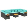 vidaXL 11-delige Loungeset met kussens poly rattan zwart