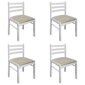 vidaXL Eetkamerstoelen 4 st massief rubberwood en fluweel wit