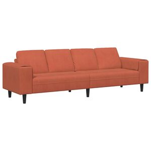vidaXL Bank met kussen Rood-oranje 250 x 77 x 76 cm Katoen Stof