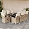 vidaXL 9-delige Tuinset met kussens poly rattan beige