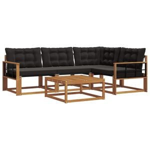 vidaXL Buiten bankenset met kussen 5 pcs Natuurlijk en Zwart