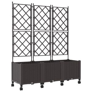 vidaXL Tuinplantbak met schutting en wielen 3 st Bruin PP