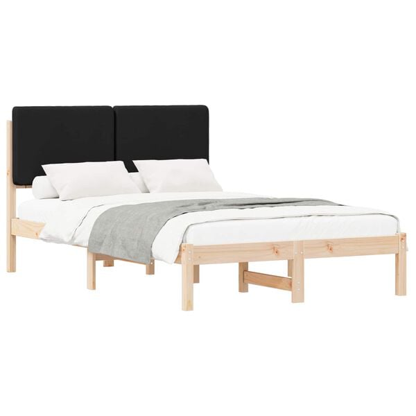 vidaXL Bedframe met Gevoerd Hoofdgedeelte Zwart 120 x 190 cm