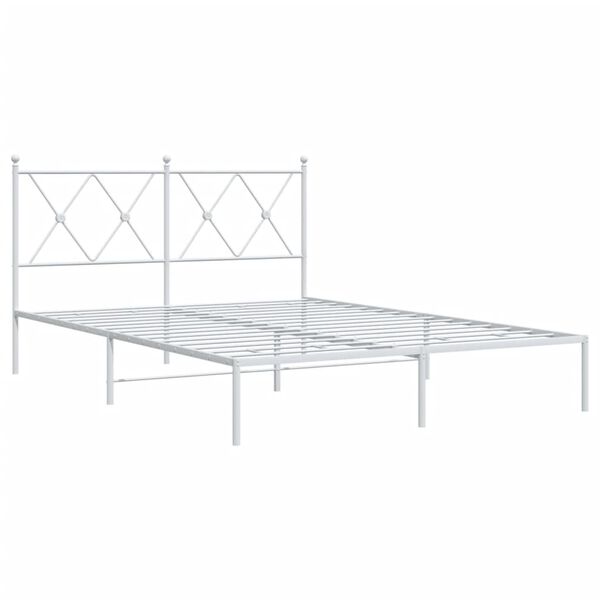 vidaXL Bedframe met hoofdbord metaal wit 140x200 cm