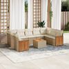 vidaXL 10-delige Loungeset met kussens poly rattan beige