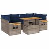 vidaXL 7-delige Loungeset met kussens poly rattan grijs