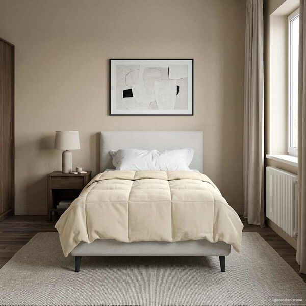 vidaXL Zomer Dekbed Gekwilt Cr&egrave;me 140 x 220 cm Microfiber