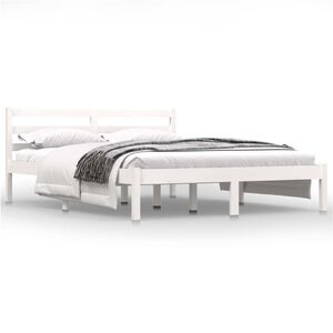 vidaXL Bedframe massief grenenhout wit 140x190 cm