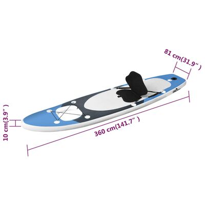 vidaXL Stand Up Paddleboardset opblaasbaar 360x81x10 cm zeeblauw