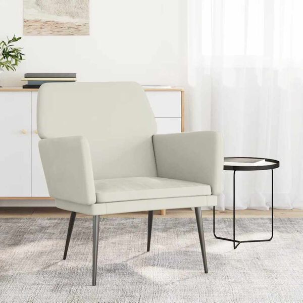 vidaXL Fauteuil 62x79x79 cm fluweel cr&egrave;mekleurig