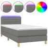 vidaXL Boxspring met matras en LED stof donkergrijs 90x200 cm