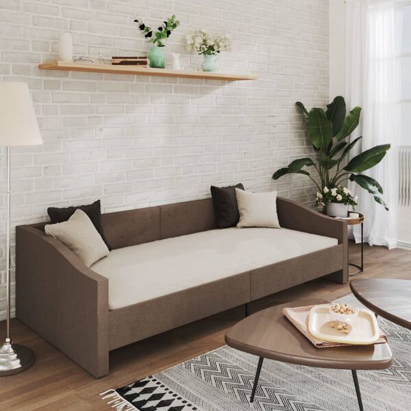 vidaXL Slaapbank met matras en USB stof taupe 90x200 cm