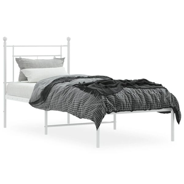 vidaXL Bedframe met hoofdbord metaal wit 80x200 cm