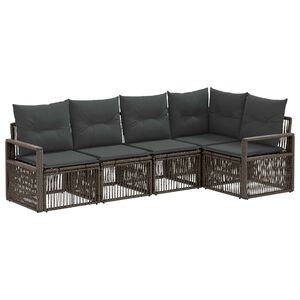 vidaXL Tuinbankenset 5 st Grijs poly rattan