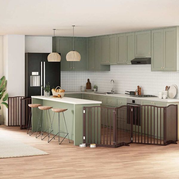 vidaXL Hondenhek inklapbaar 10 panelen 800 cm populierenhout bruin