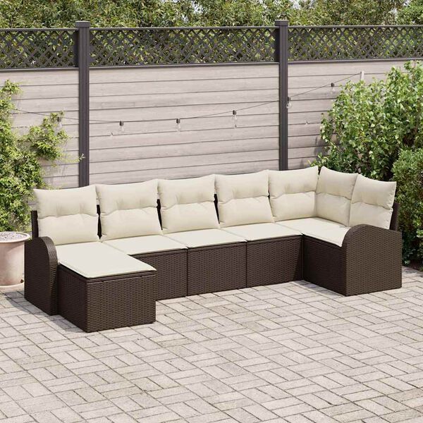 vidaXL Tuin Sofa Set 7 pcs Bruin Poly riet