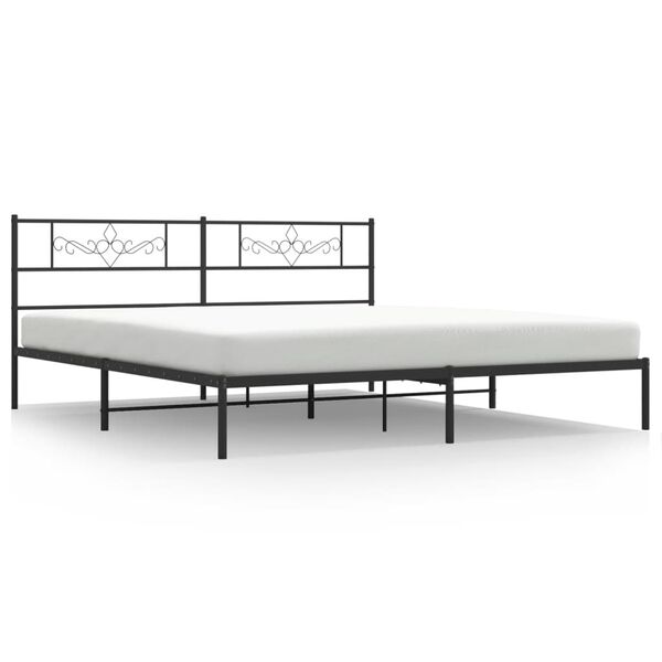 vidaXL Bedframe met hoofdbord metaal zwart 180x200 cm