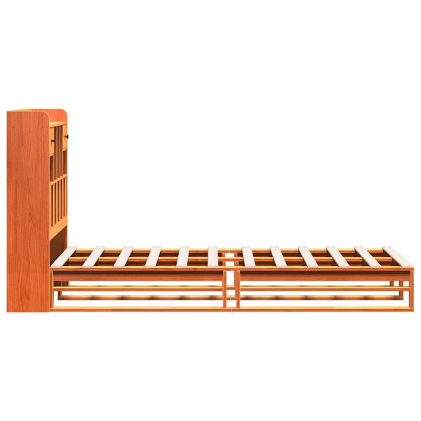 vidaXL Bed met boekenkast zonder matras grenenhout wasbruin 75x190 cm