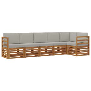 vidaXL Hoekbank Set met kussen 6 pcs Natuurlijk en Lichtgrijs