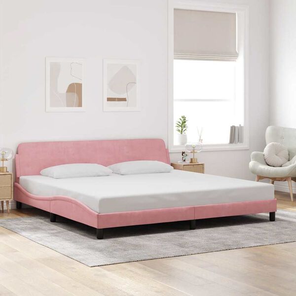 vidaXL Bedframe "Dover" fluweel roze 200x200 cm