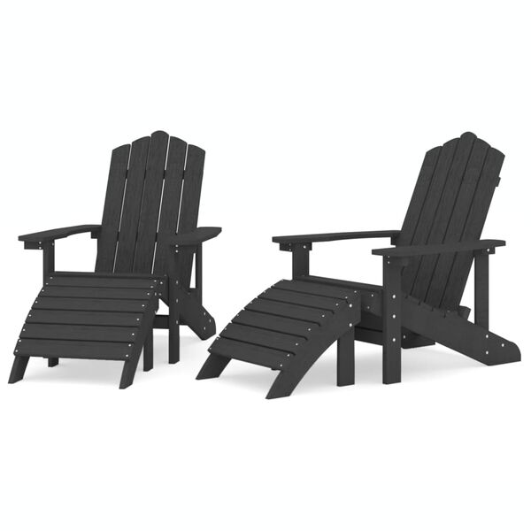 vidaXL Tuinstoelen 2 st Adirondack met voetensteunen HDPE antraciet