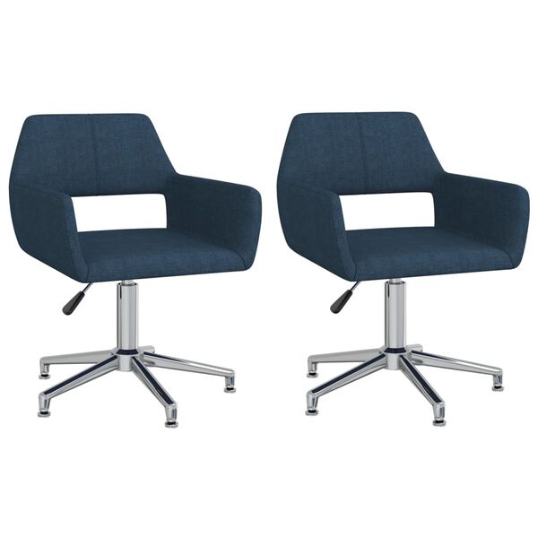 vidaXL Eetkamerstoelen 2 st draaibaar stof blauw