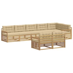 vidaXL Buiten bankenset 8 st Wit en Beige Polyester