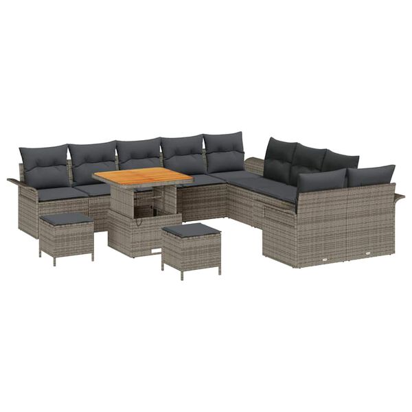 vidaXL Tuin Sofa Set met kussen met opslag met kussen 13 pcs Grijs