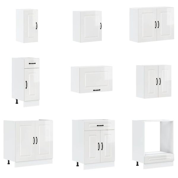 vidaXL 14-delige Keukenkastenset Kalmar bewerkt hout glanzend wit