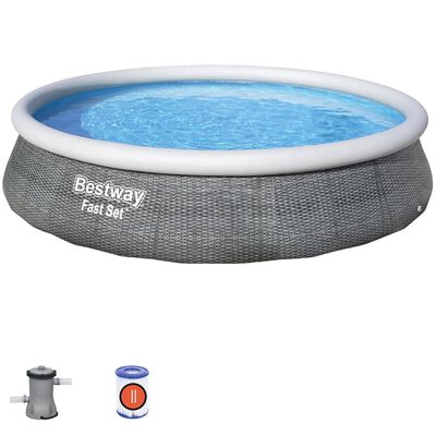 Bestway Fast Set Zwembadset met pomp opblaasbaar 396x84 cm