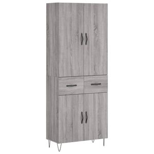 vidaXL Hoge kast 69,5x34x180 cm bewerkt hout grijs sonoma eikenkleurig