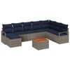 vidaXL Tuinbankenset met kussen 9 pcs Grijs poly rattan