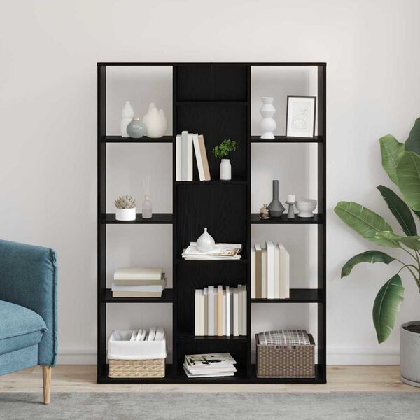 vidaXL Kamerverdeler Zwart Eiken 100 x 24 x 140 cm Bewerkt hout